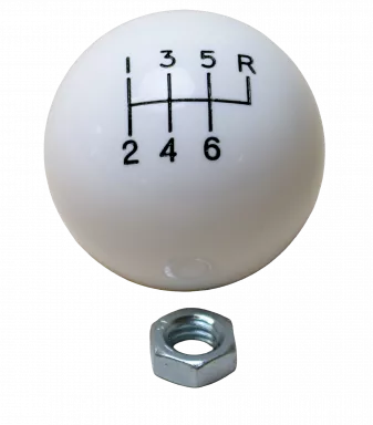 6-Speed White Shift Ball Universal 16mm Thread, 16mm Used with Thread Reducers